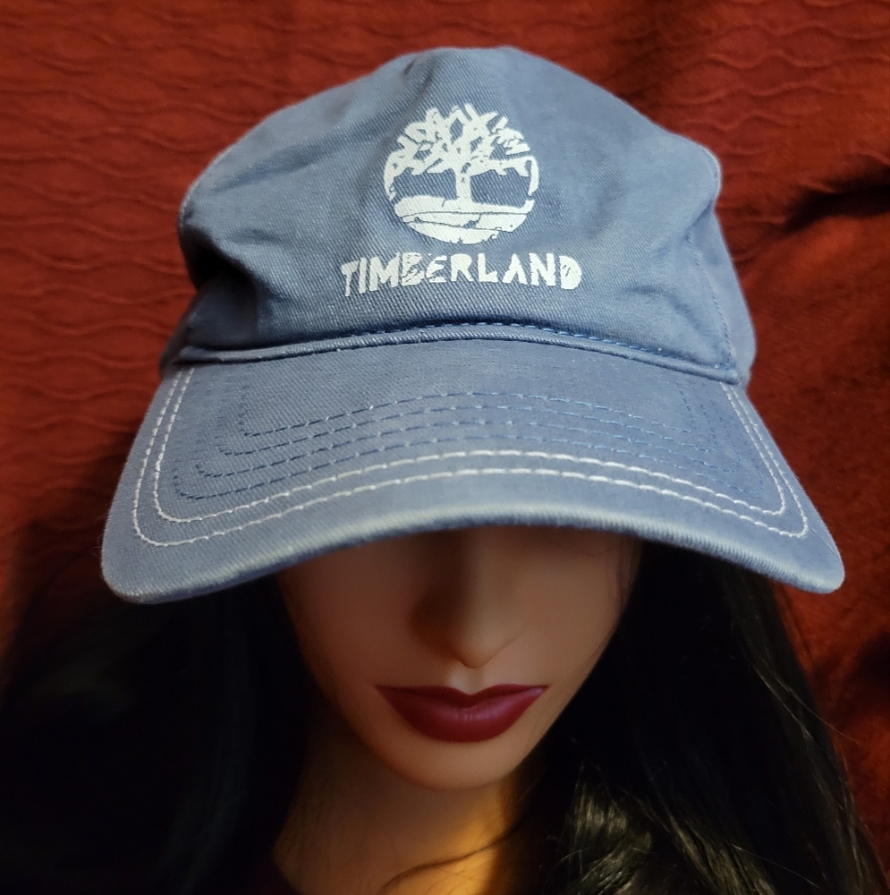 Timberland Blue Adjustable Hat - Distressed Logo Graphic - OSFA